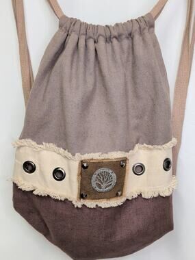 90s Vintage VoHo Drawstring Backpack Brown Canvas